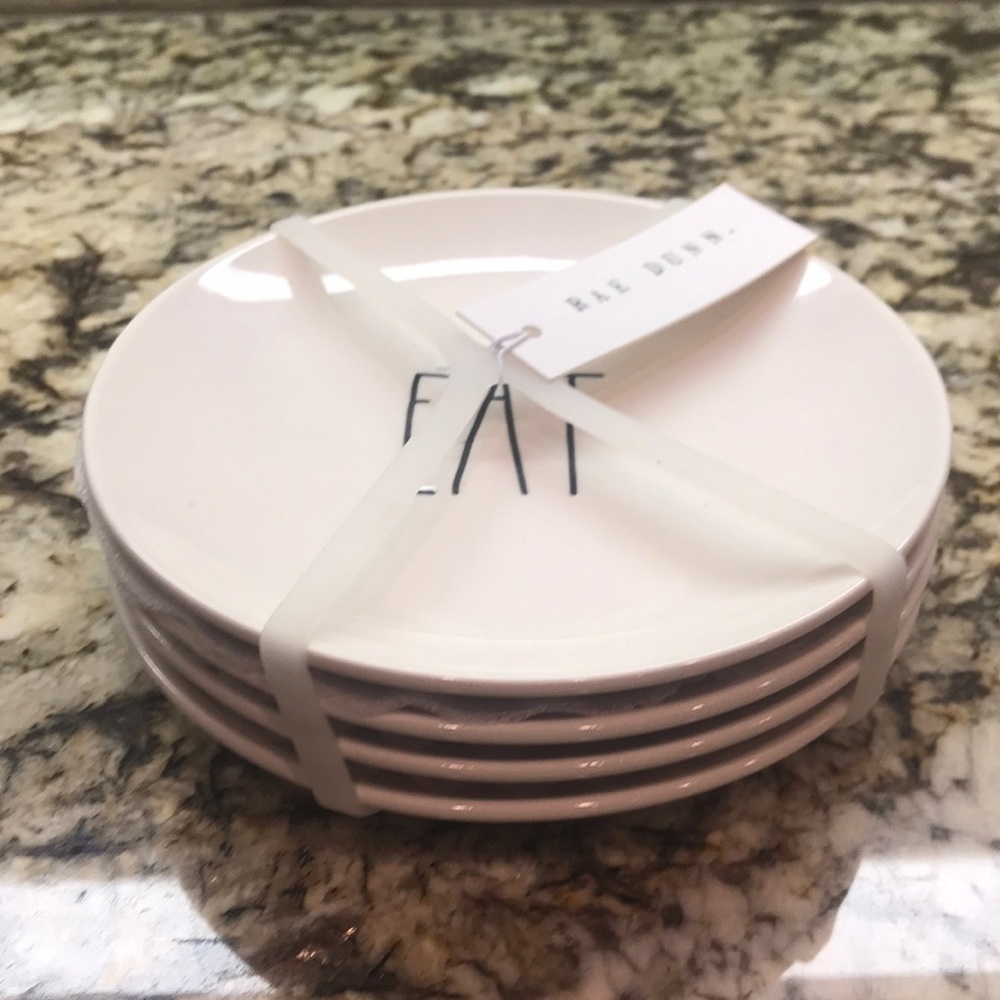 Rae Dunn LL EAT Plates - Set of 4 NEW w/ Tag